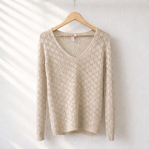 Alya Cream V-Neck Sweater